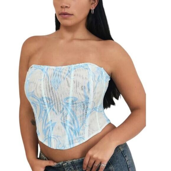 MIAOU X UO Exclusive Peri Tattoo Mesh Corset Size Medium - Picture 3 of 7